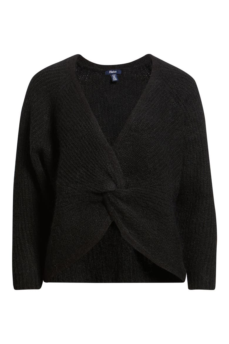 Twist Front Sweater, Alternate, color, BLACK