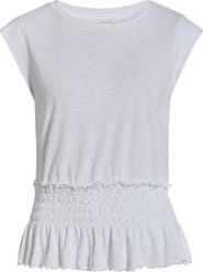 Treasure & Bond Smocked Waist Peplum Muscle Tank