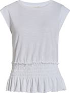 Treasure & Bond Smocked Waist Peplum Muscle Tank