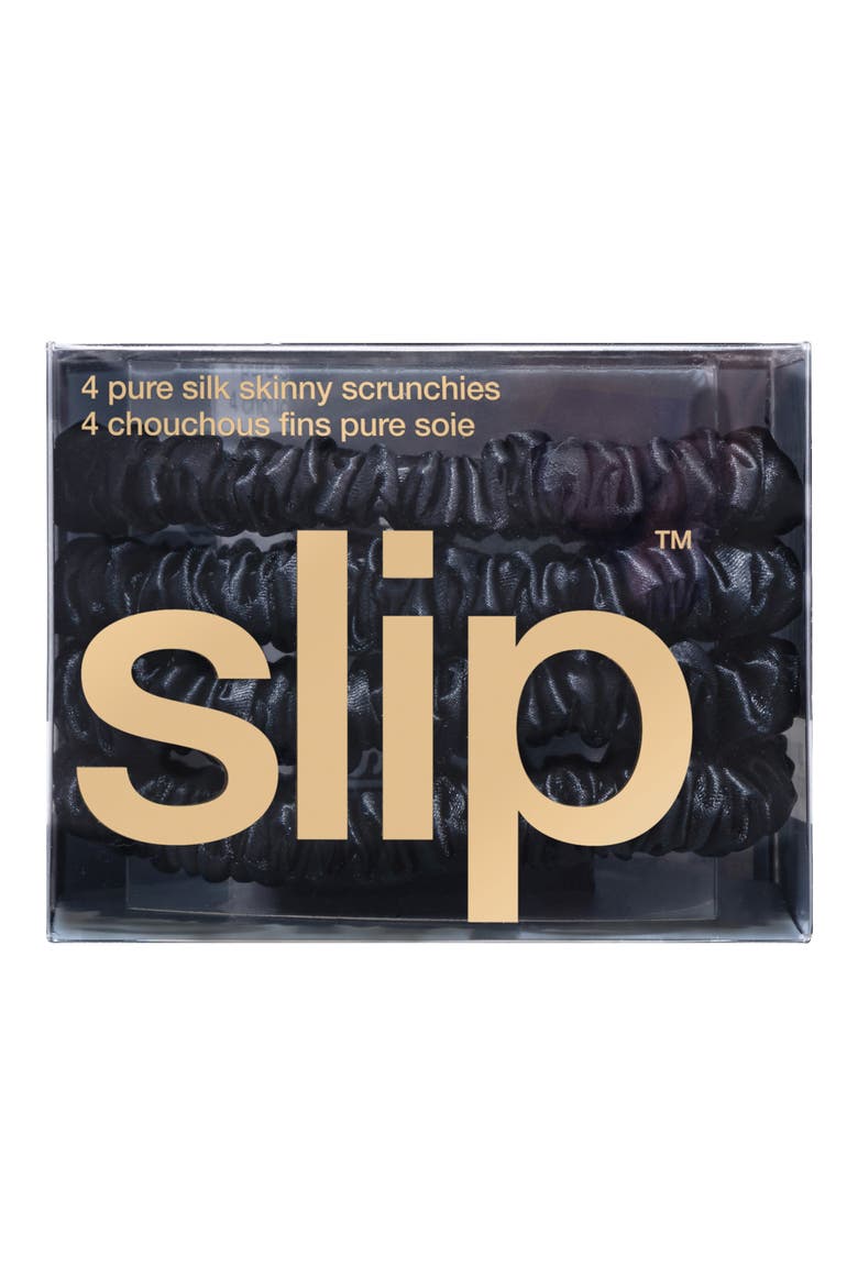 4-Pack Skinny Silk Scrunchies, Alternate, color, NO COLOR