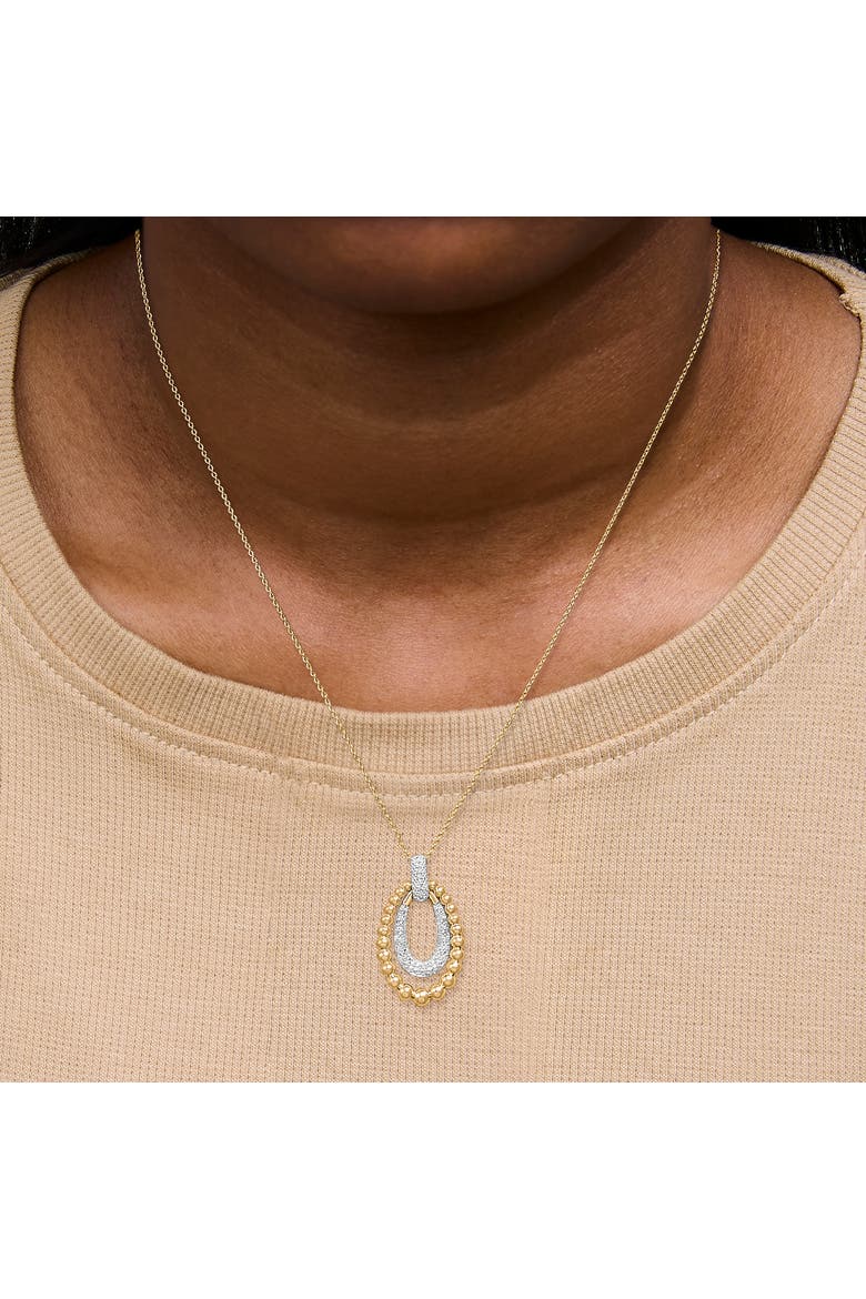 Gold Vermeil 1/10 Cttw Diamond Bold Bead Pendant Necklace, Alternate, color, Silver