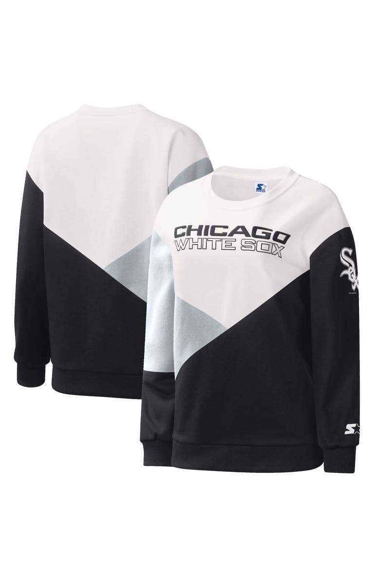 STARTER Women's Starter White/Black Chicago White Sox Shutout Pullover Sweatshirt, Main, color, White