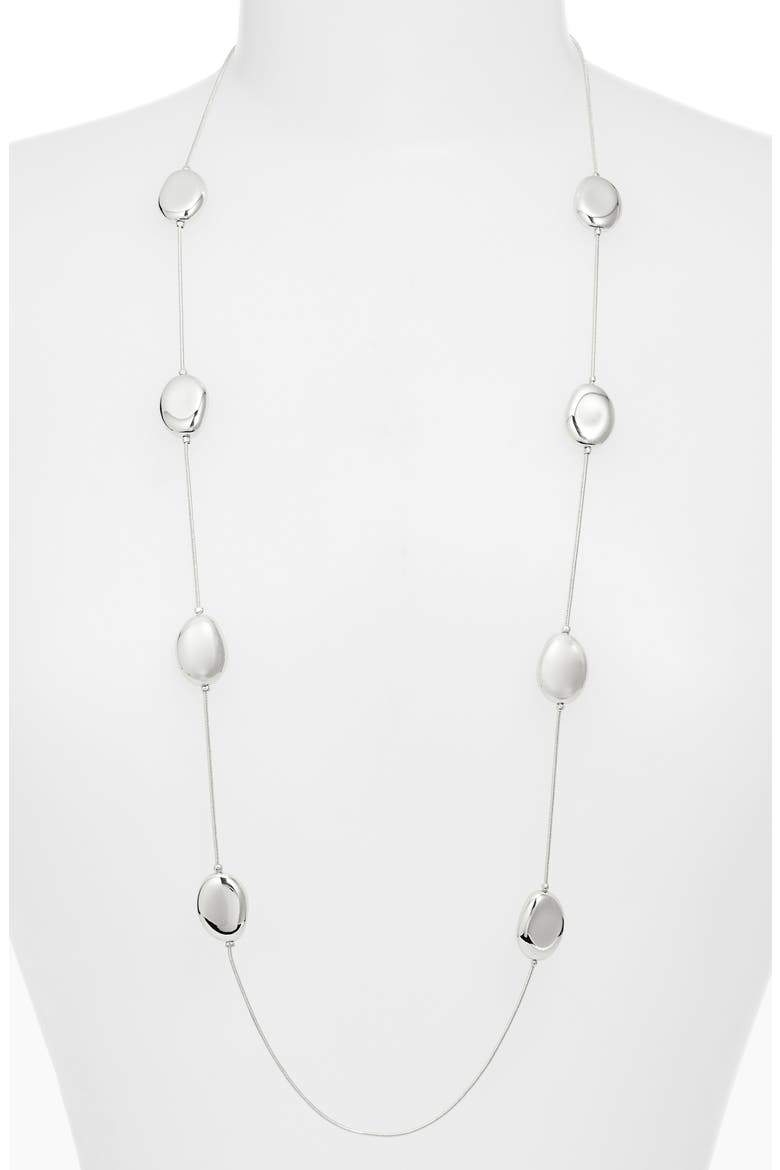 Pebble Station Long Necklace, Alternate, color, SILVER