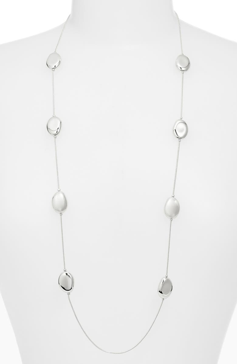 Nordstrom Pebble Station Long Necklace, Alternate, color, Silver