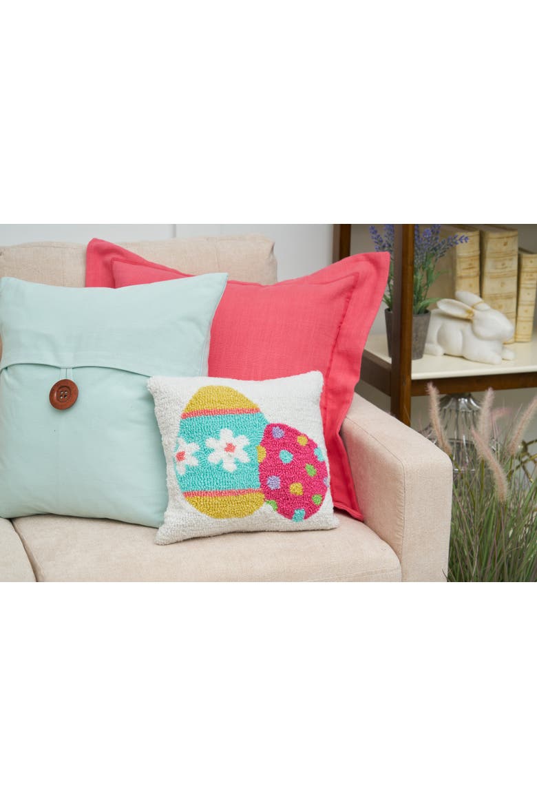 Easter Eggs White Mini Hooked Accent Pillow 12" x 12", Alternate, color, White