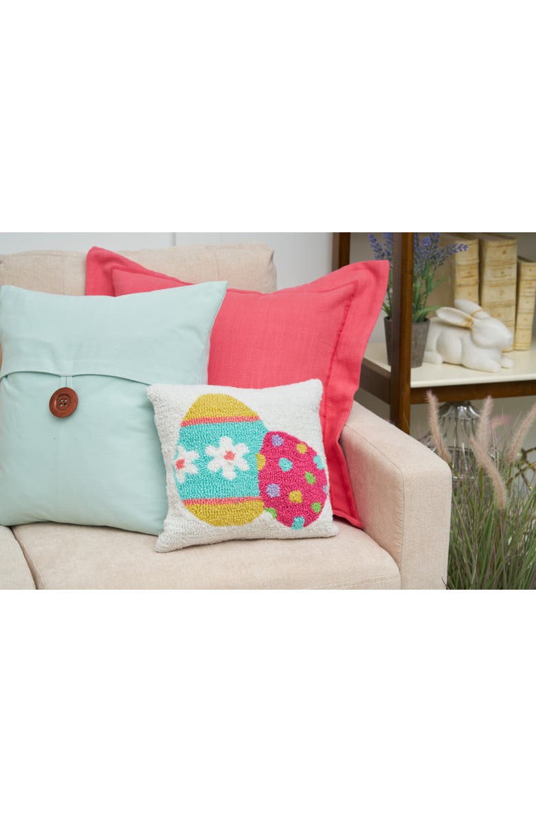 C&F Home Easter Eggs White Mini Hooked Accent Pillow 12" x 12", Alternate, color, White