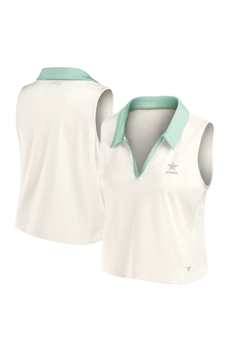 FANATICS Women's Fanatics Cream Dallas Cowboys Studio Wellness V-Neck Tank Top, Main, color, Cream