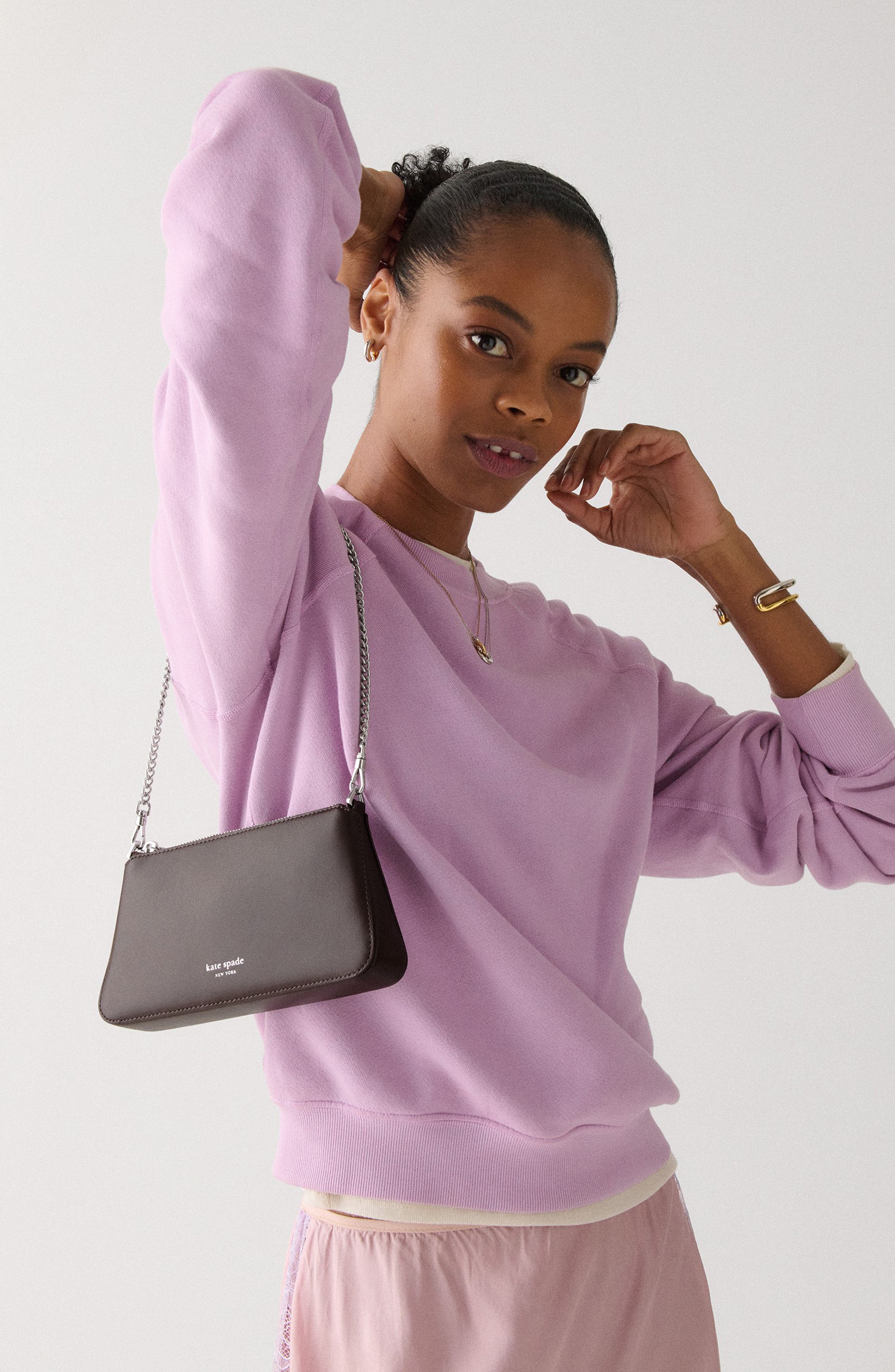 Kate Spade New York grace fine grain leather shoulder bag, Alternate, color, 
