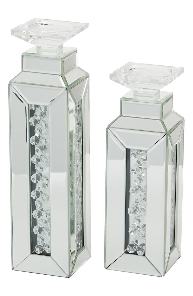 VIVIAN LUNE HOME Set of 2 Glam Wood Candleholders, Alternate, color,