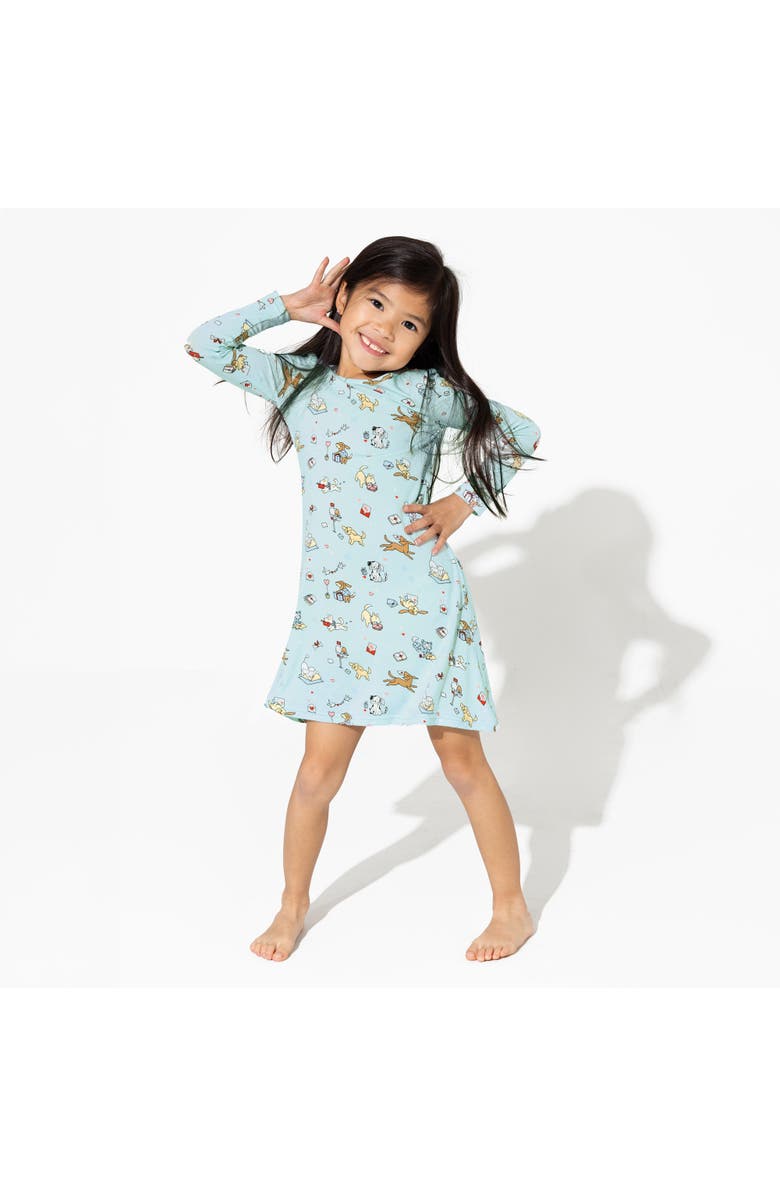 Bellabu Bear Kids' Puppy Love Long Sleeve Dress, Alternate, color, Puppy Love