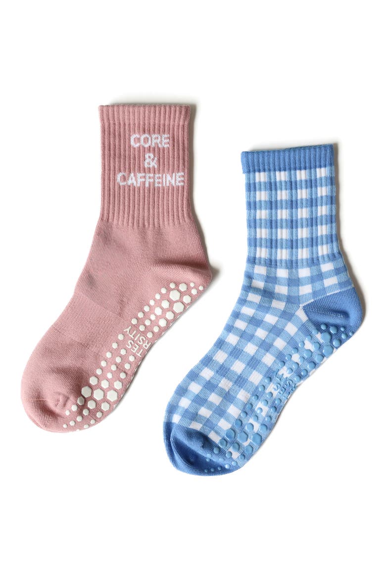 Martha's Vineyard Nonslip Grip Crew Socks, Main, color, HYDRANGEA BLUE/ WHITE/ BLUSH