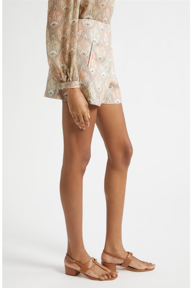 Jazmin Paisley Linen Blend Shorts, Alternate, color, STONE KHAKI MULTI