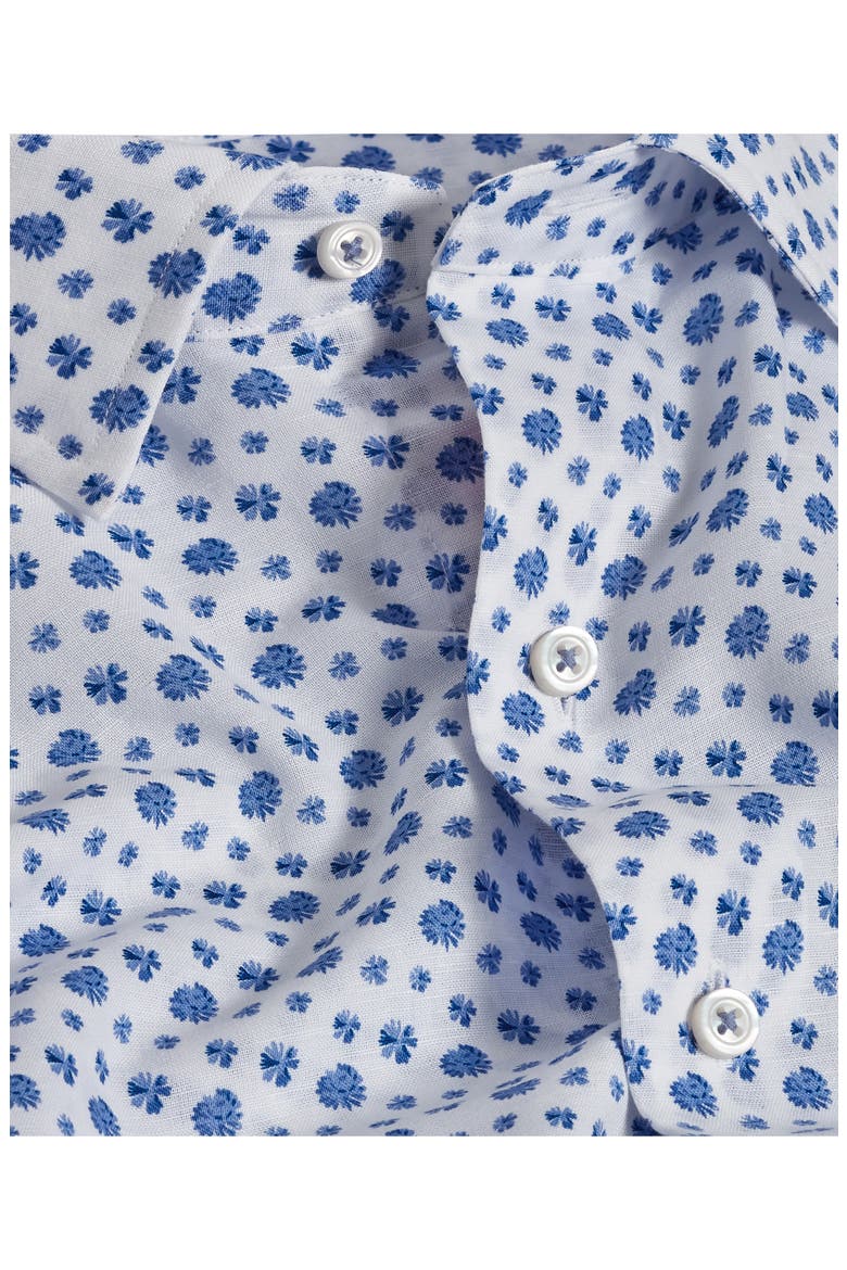 Linen & Cotton Short Sleeve Sport Shirt, Alternate, color, WHITE/BLUE