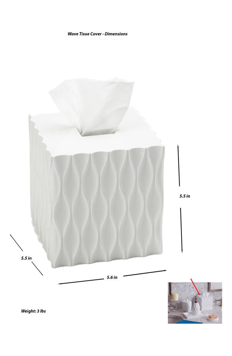 ROSELLI TRADING COMPANY Wave Tissue Box Cover, Alternate, color, White Resin