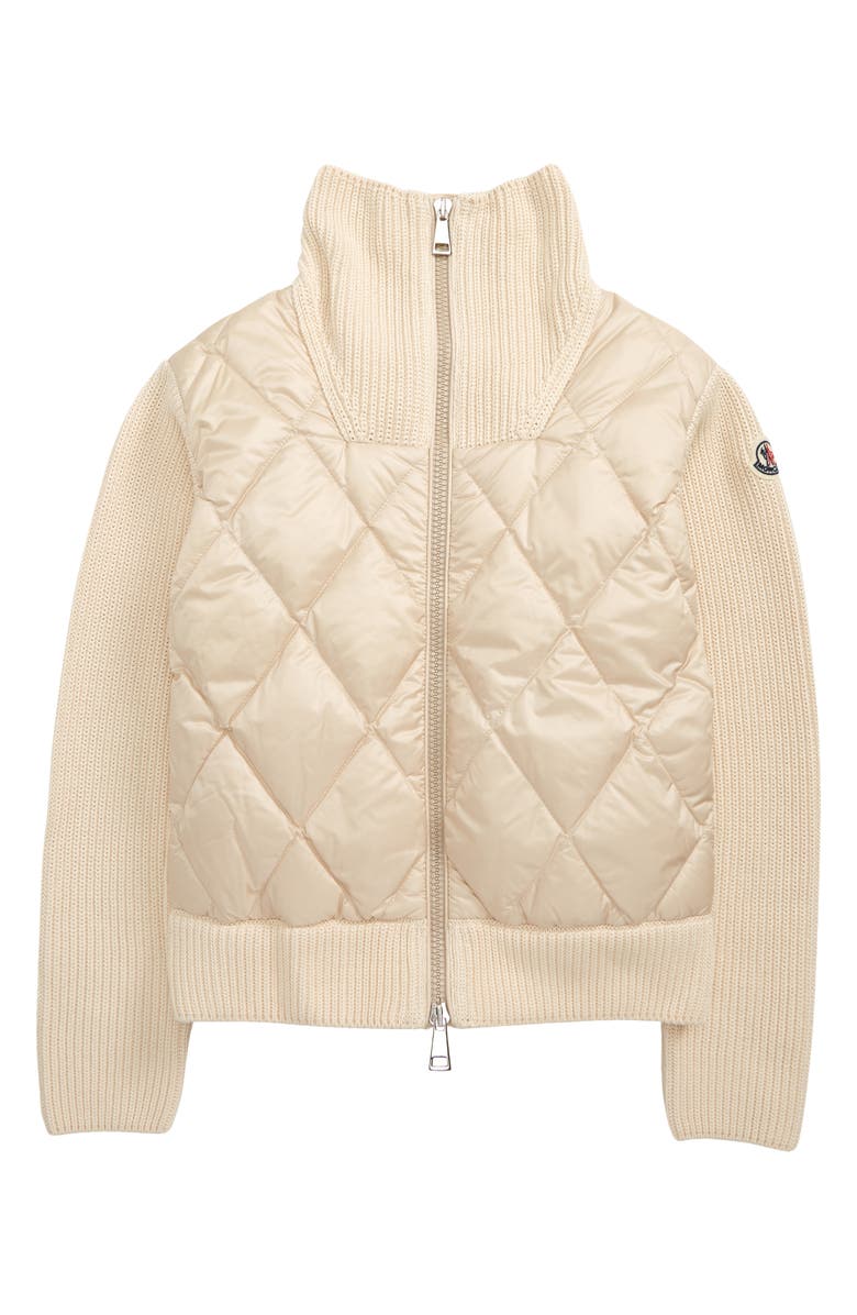 Moncler Kids' Quilted Down & Knit Cardigan, Main, color, 