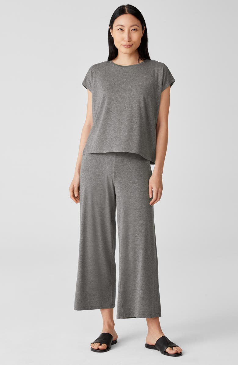 Eileen Fisher Crop Wide Leg Fine Jersey Pants, Alternate, color, 