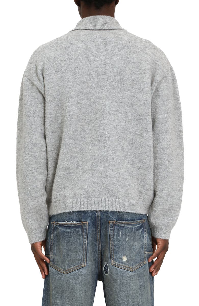 PURPLE BRAND Relaxed Fit Intarsia Logo Polo Sweater, Alternate, color, Grey