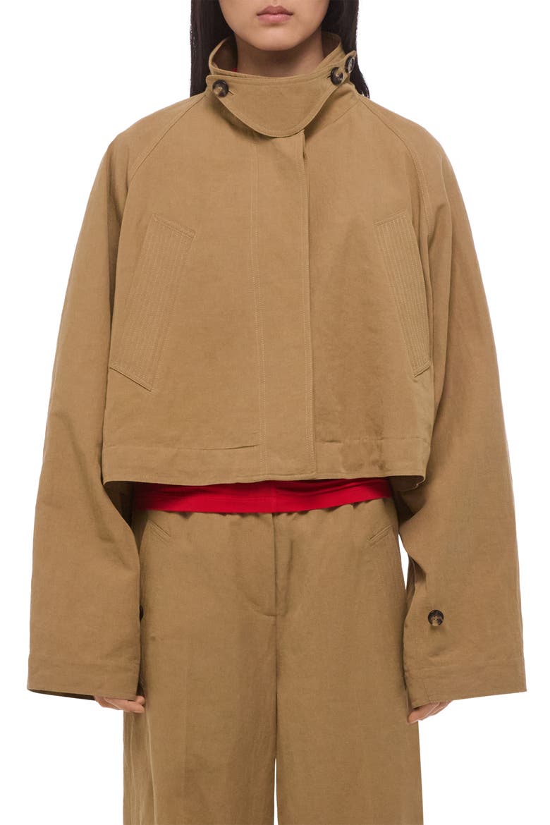 Sandwash High Collar Crop Trench Coat, Main, color, TRENCH