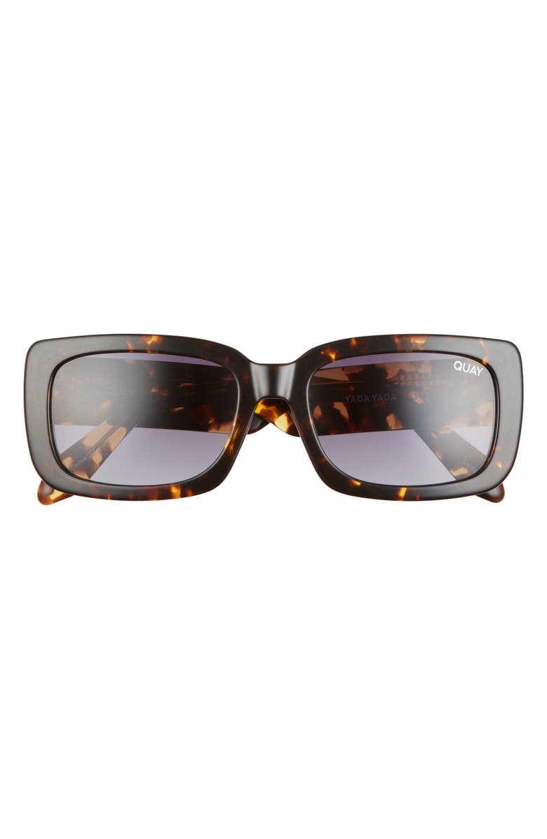 QUAY Yada Yada 55mm Rectangular Sunglasses, Main, color, Tortoise / Smoke Lens