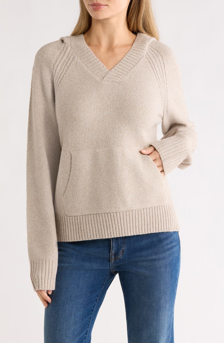 Lucky Brand Solid Hooded Sweater, Main, color, Plaza Taupe