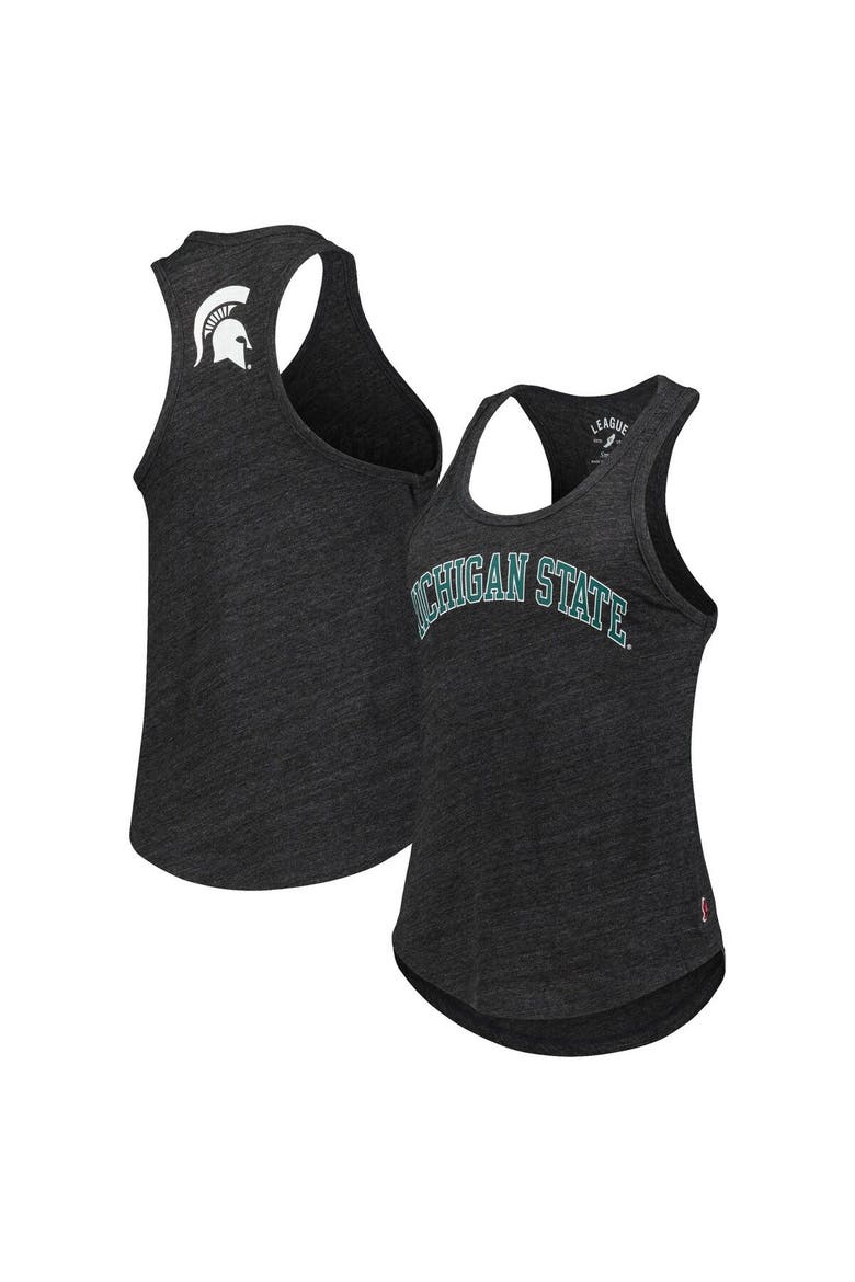 Women's League Collegiate Wear Black Michigan State Spartans Two-Hit Intramural Tri-Blend Scoop Neck Racerback Tank Top, Main, color, Heather Black