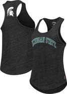 LEAGUE COLLEGIATE WEAR Women's League Collegiate Wear Black Michigan State Spartans Two-Hit Intramural Tri-Blend Scoop Neck Racerback Tank Top