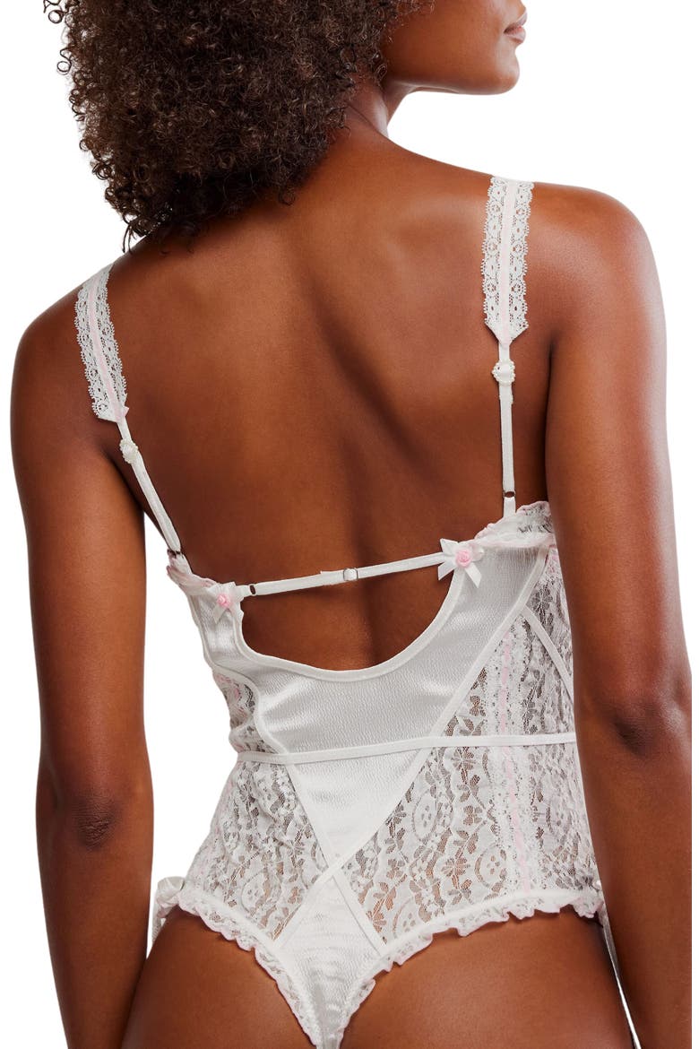 Sweet Cheeks Thong Bodysuit, Alternate, color, WHITE COMBO