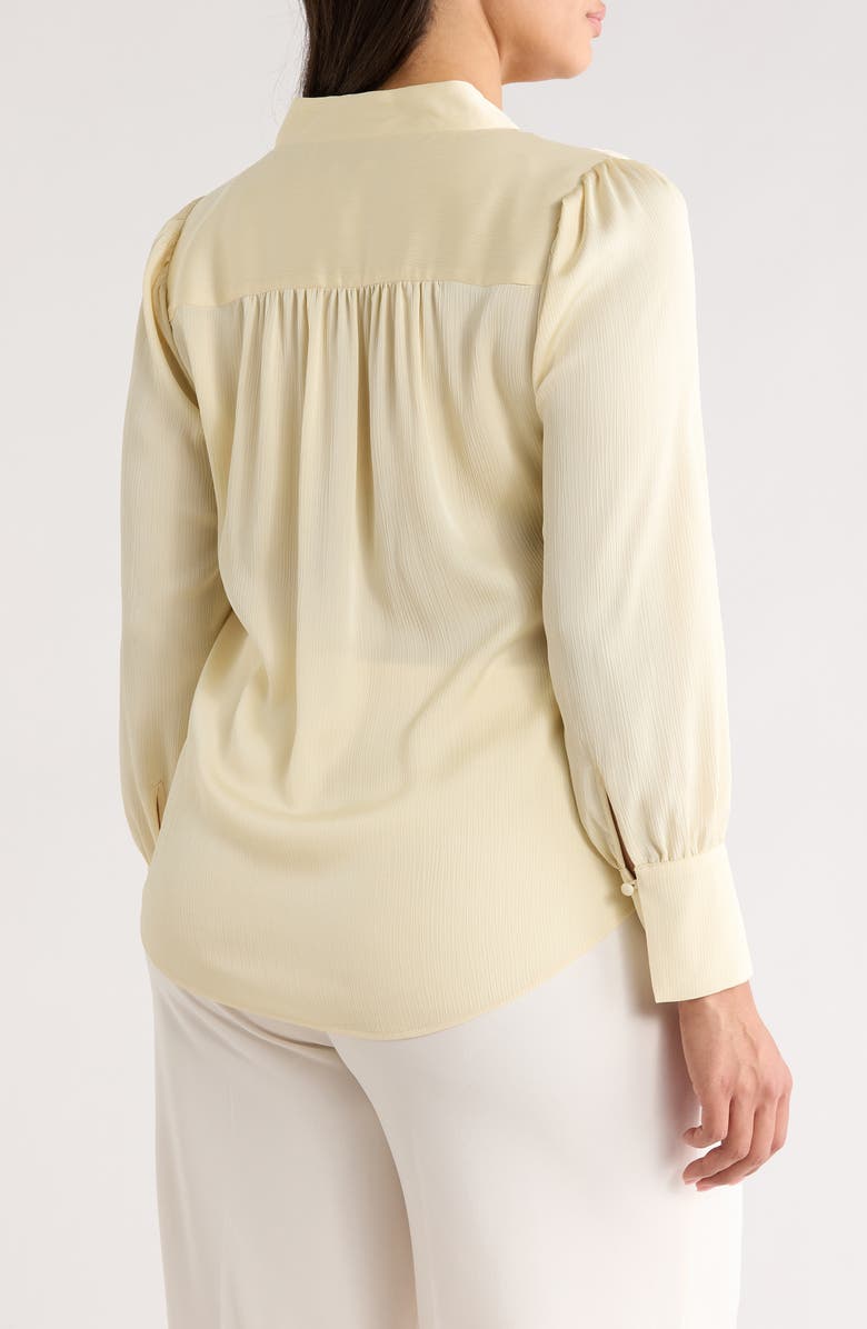 Anne Klein Pleated Satin Yoryu Top, Alternate, color, Whisper Yellow