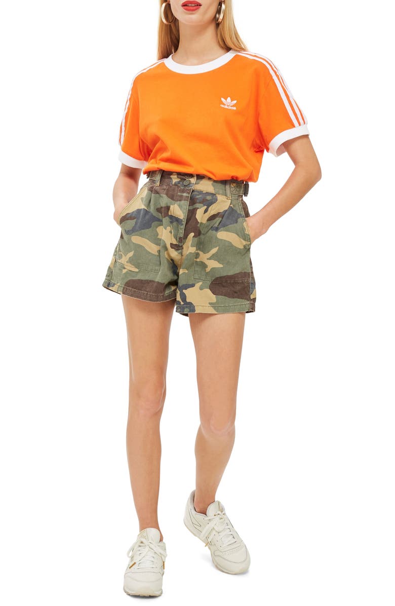 Topshop Camo Print Utility Shorts, Main, color, 