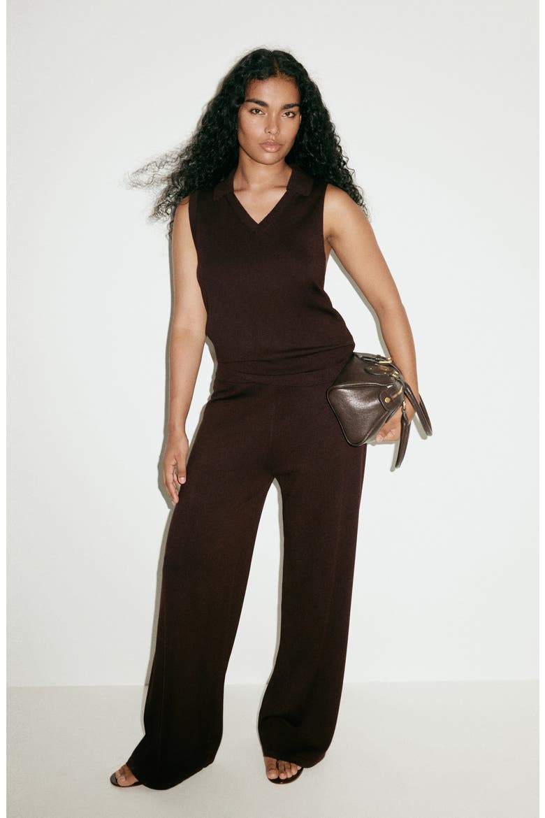 Knit Wide Leg Trousers, Alternate, color, CHOCOLATE