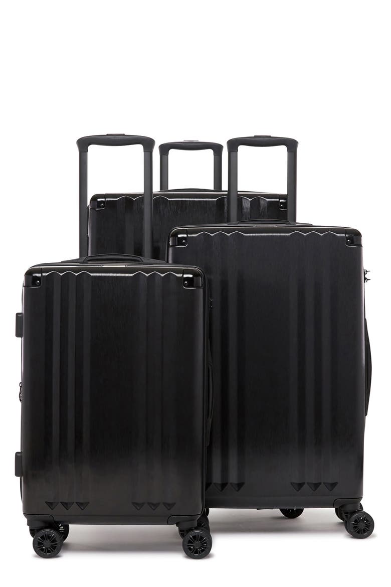 Ambeur 3-Piece Metallic Luggage Set, Main, color, BLACK