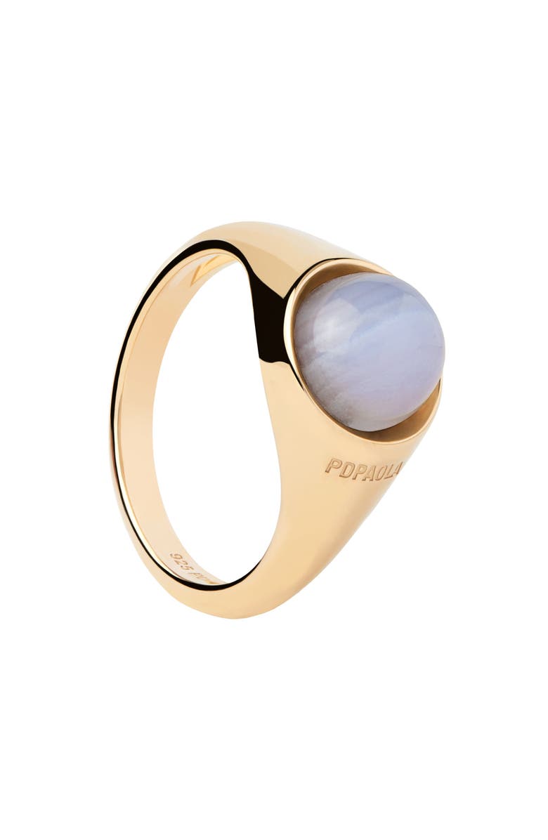 PDPAOLA Agate Moon Ring, Main, color, Blue Lace