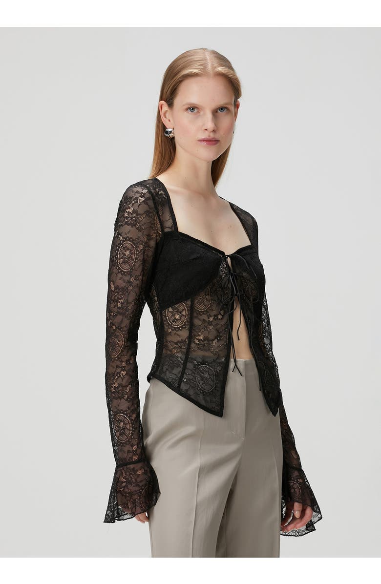 PCFG Long Sleeve Black Lace Top, Alternate, color, Black