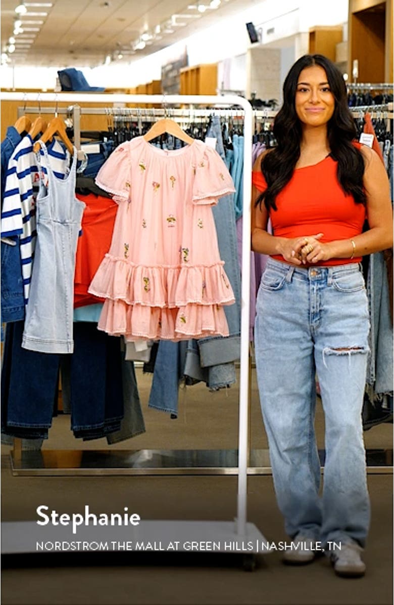 Kids' Embroidered Floral Tulle Tiered Dress, sales video thumbnail