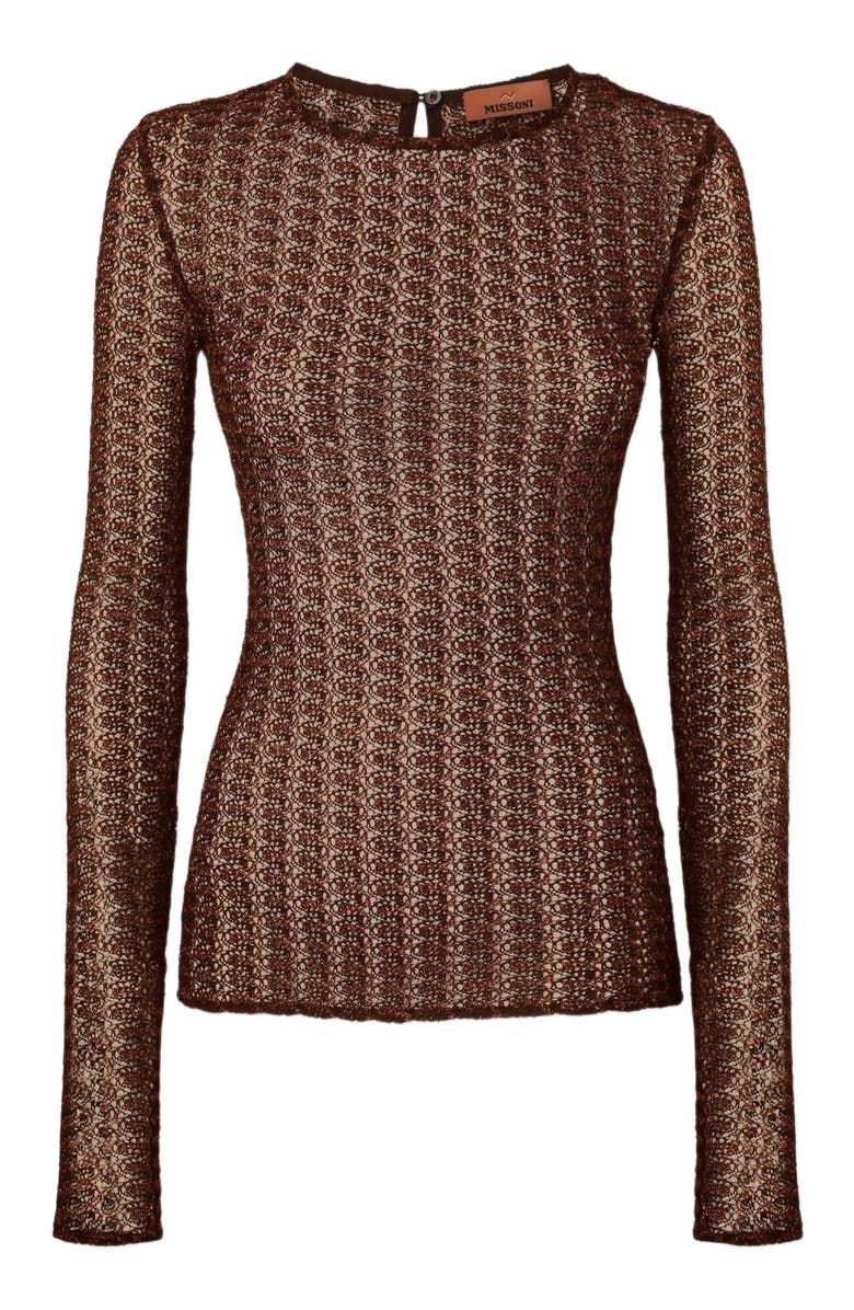 Missoni Collar Sweater In Viscose Lamé Lace Motif, Alternate, color, 