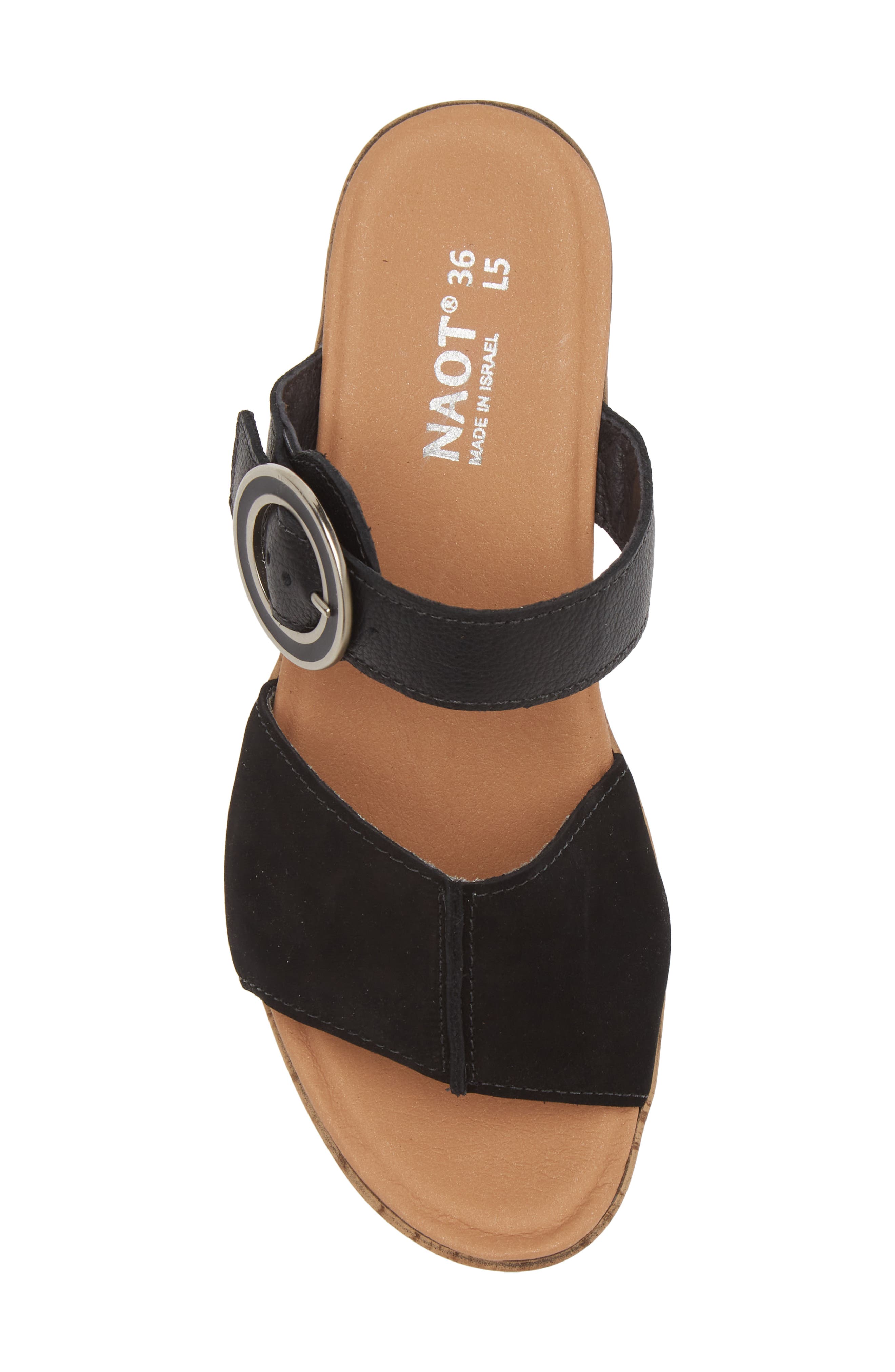 Naot Breezy Platform Wedge, Alternate, color, Black Nubuck/ Black Leather