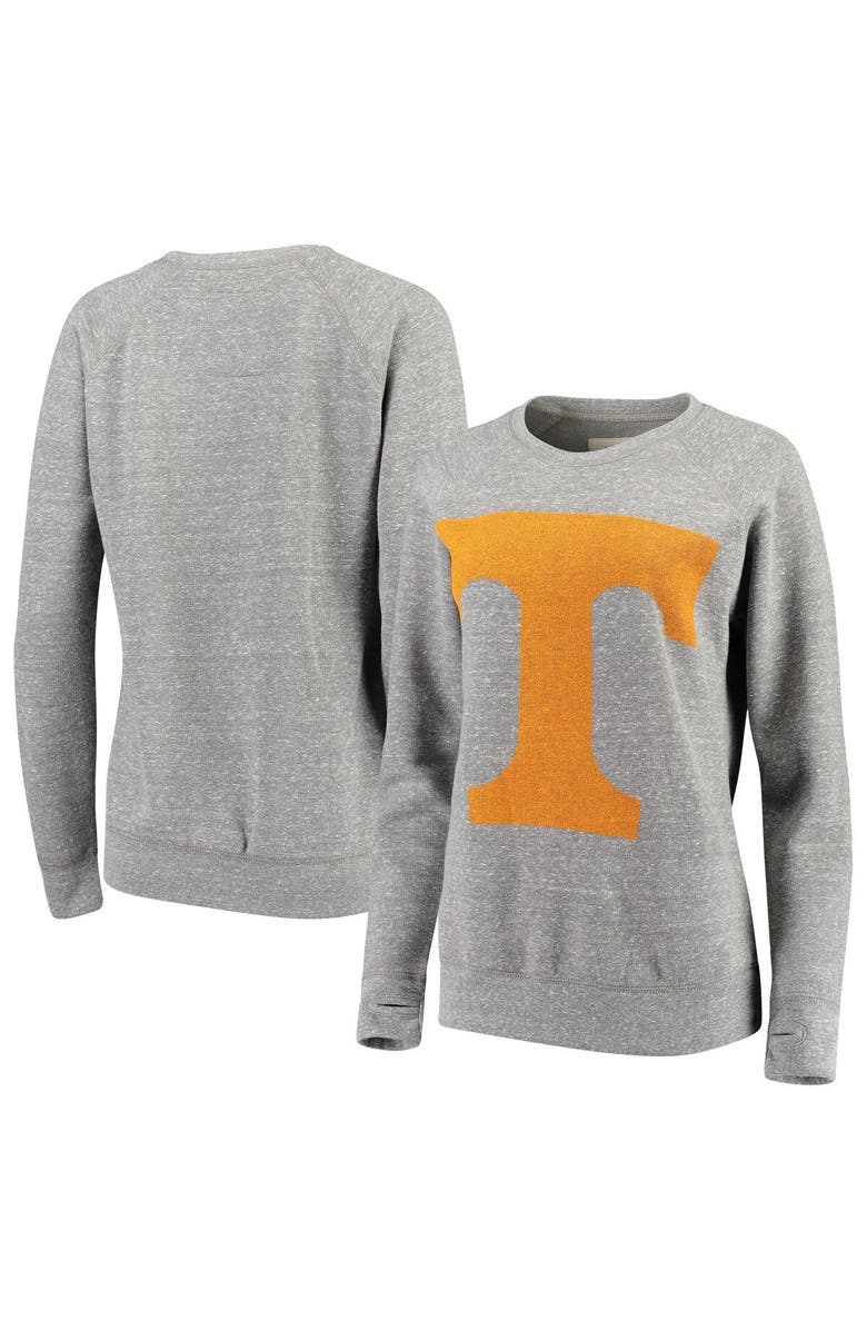PRESSBOX Women's Pressbox Heathered Gray Tennessee Volunteers Big Team Logo Knobi Fleece Tri-Blend Crew Neck Sweatshirt, Main, color,