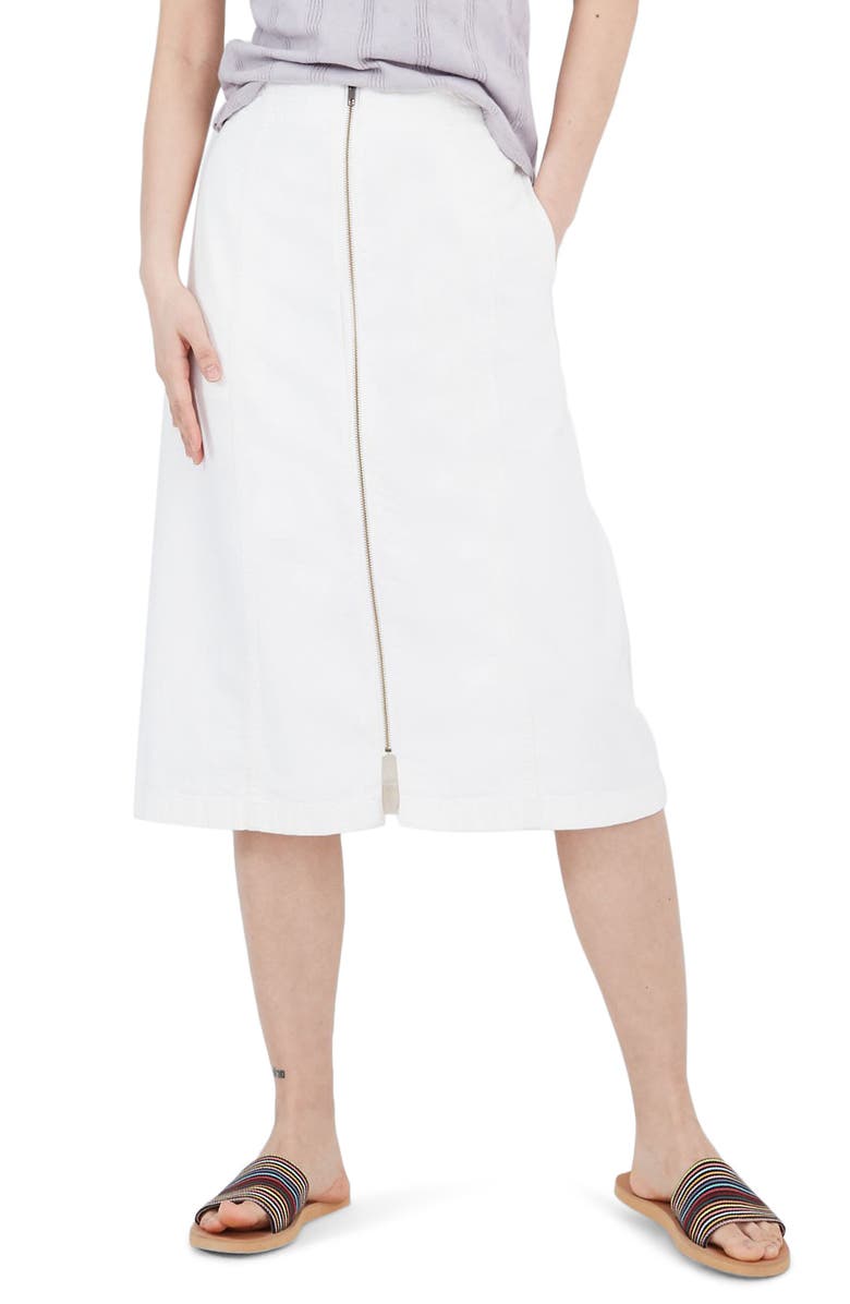 Madewell Rigid Denim Zip Midi Skirt, Main, color, 