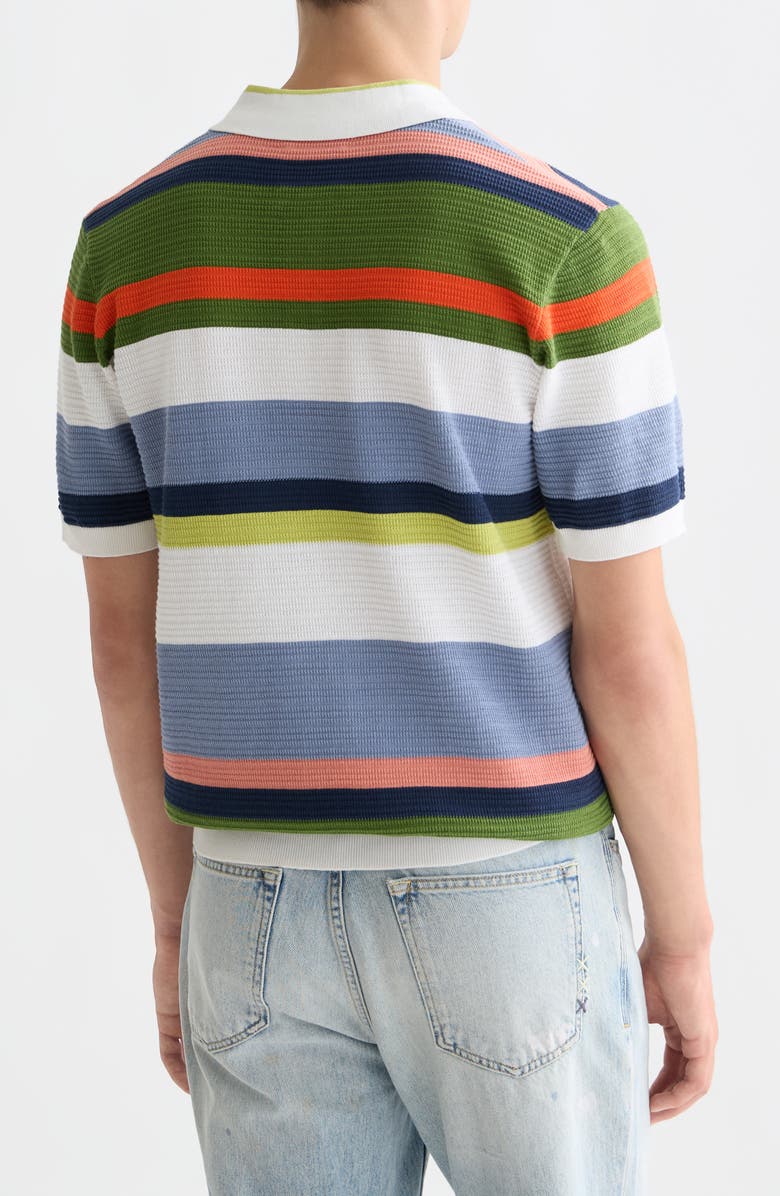 Scotch & Soda Stripe Textured Polo, Alternate, color, Off White Stripe
