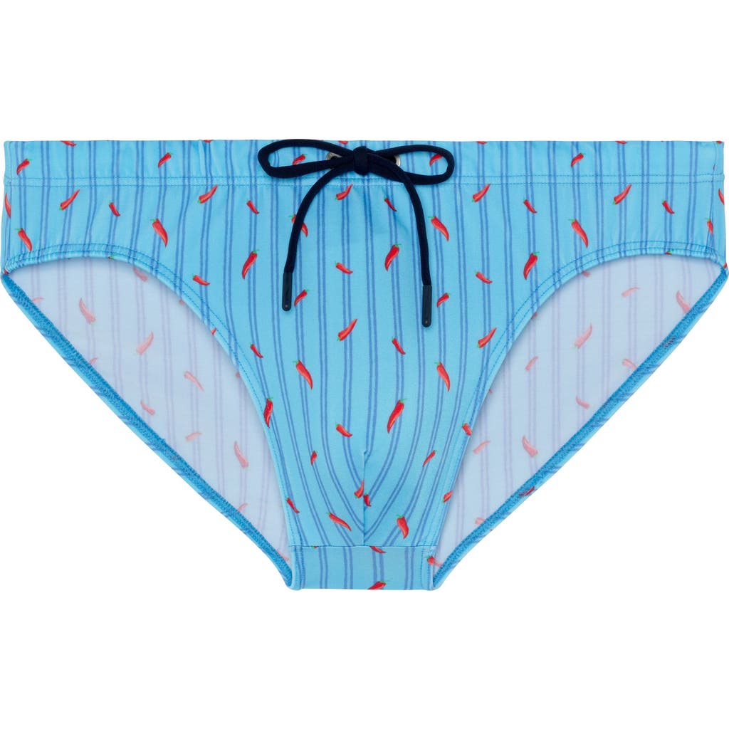 Hom Espelette Swim Mini Briefs In Turquoise Print
