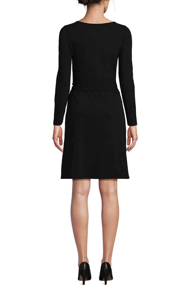 Lands' End Long Sleeve Lightweight Cotton Modal Boatneck Tie Waist Dress, Alternate, color, 