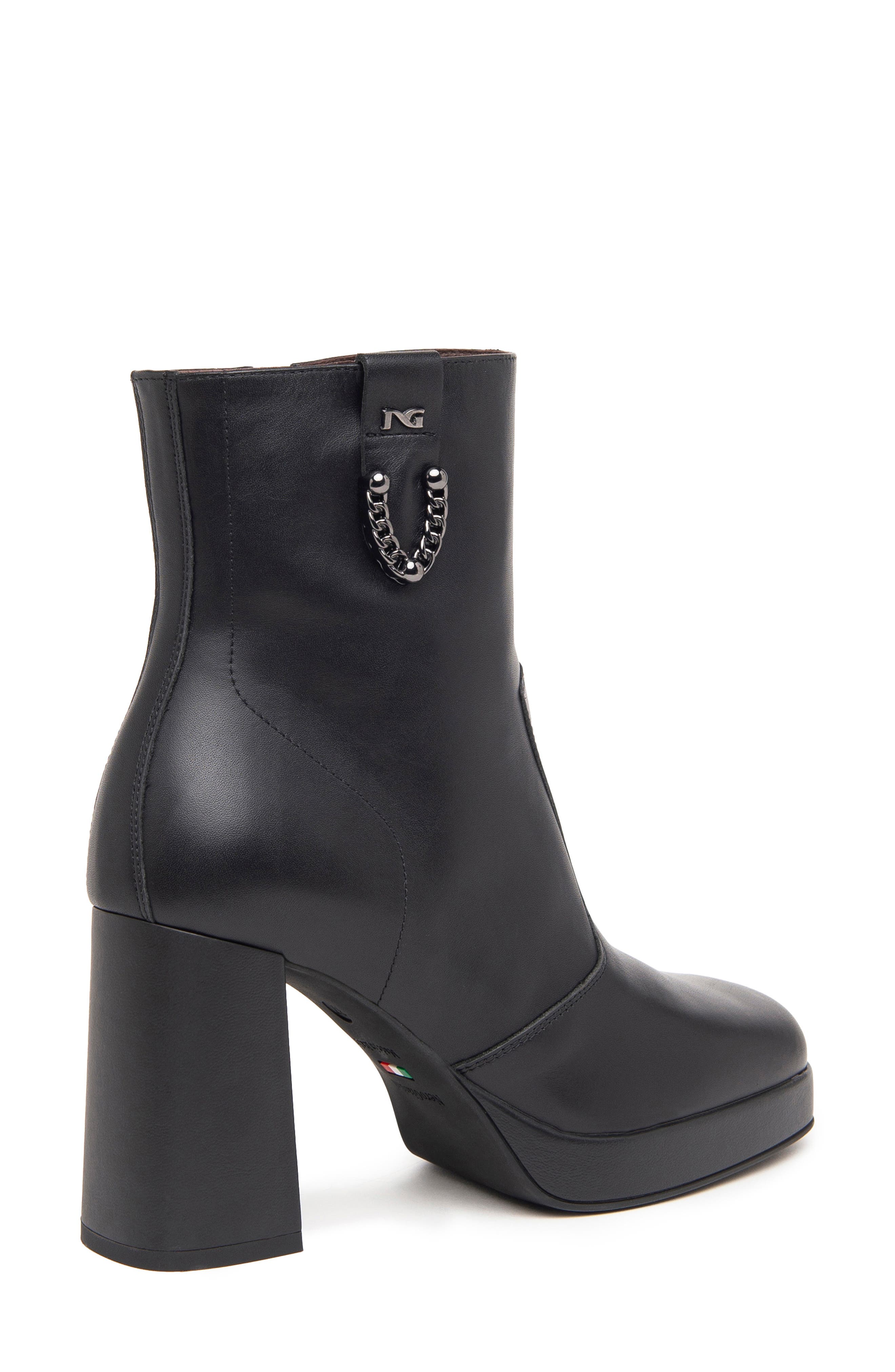 NeroGiardini Chain Platform Bootie, Alternate, color, Black
