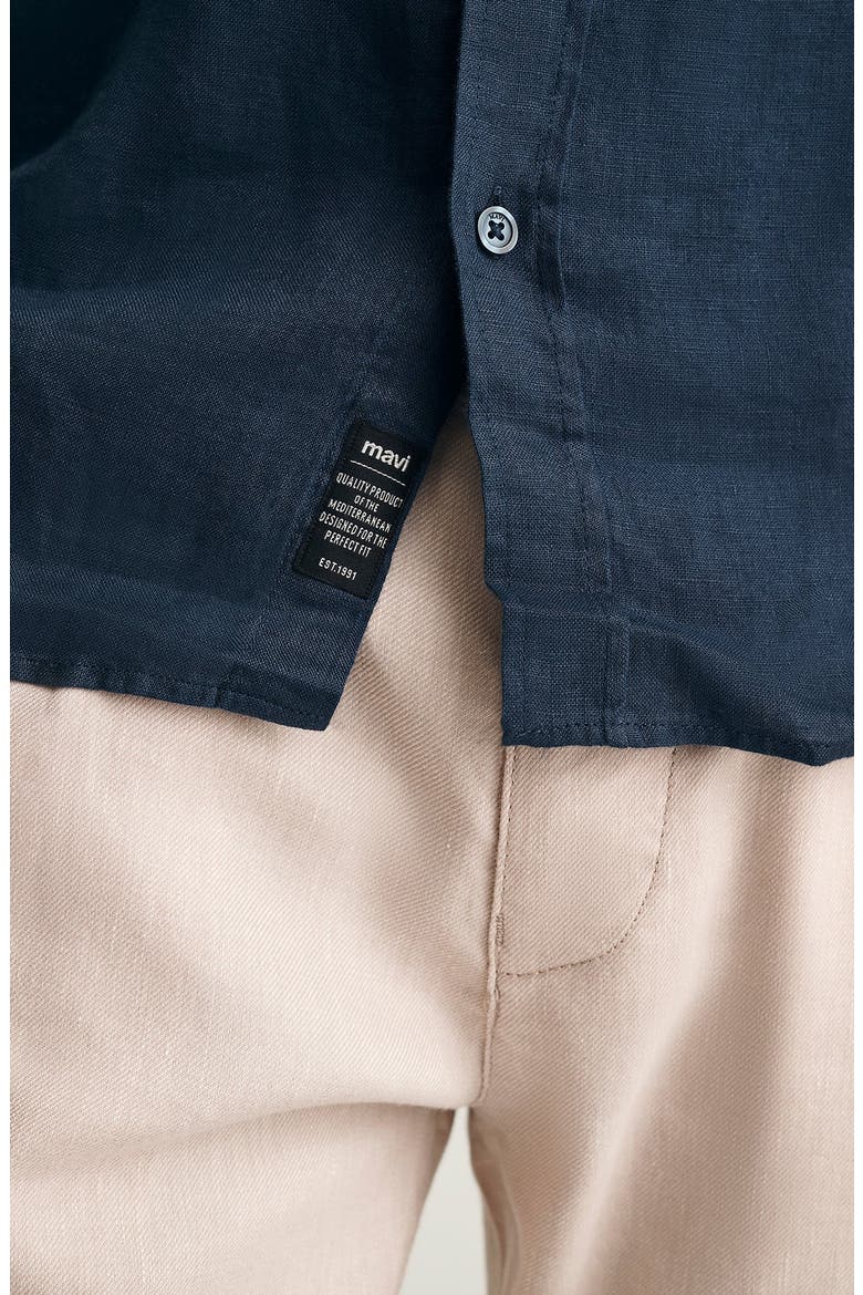 Regular Fit Linen Button-Up Shirt, Alternate, color, BLACK IRIS