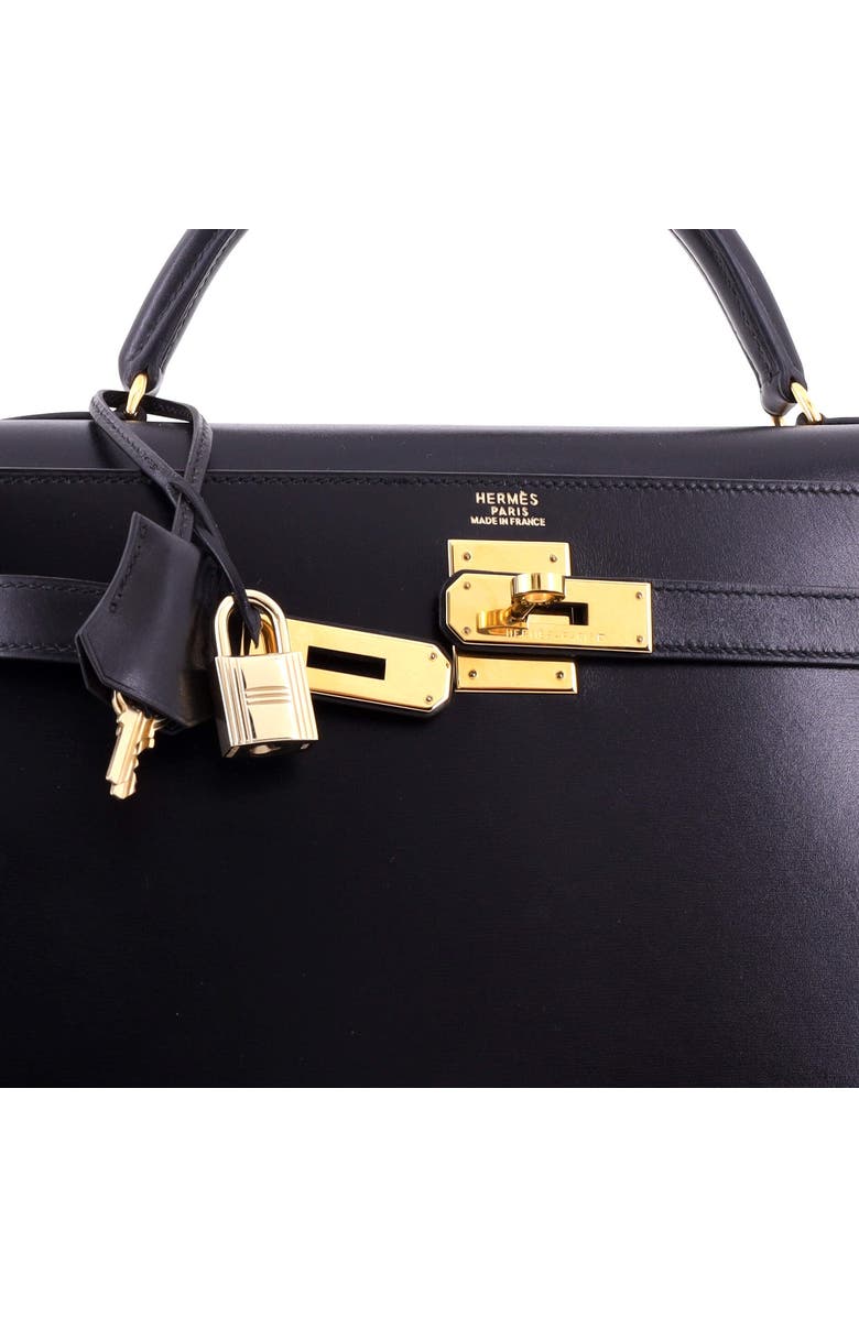 Pre-Owned Hermes Kelly Handbag Black Box Calf with Gold Hardware 32, Alternate, color, Noir