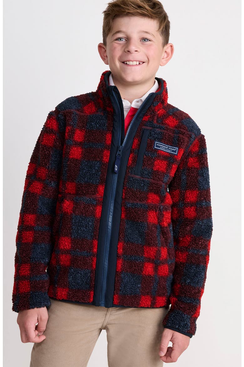 Kids' Plaid Supershep Fleece Zip-Up Jacket, Alternate, color, RED VELVET