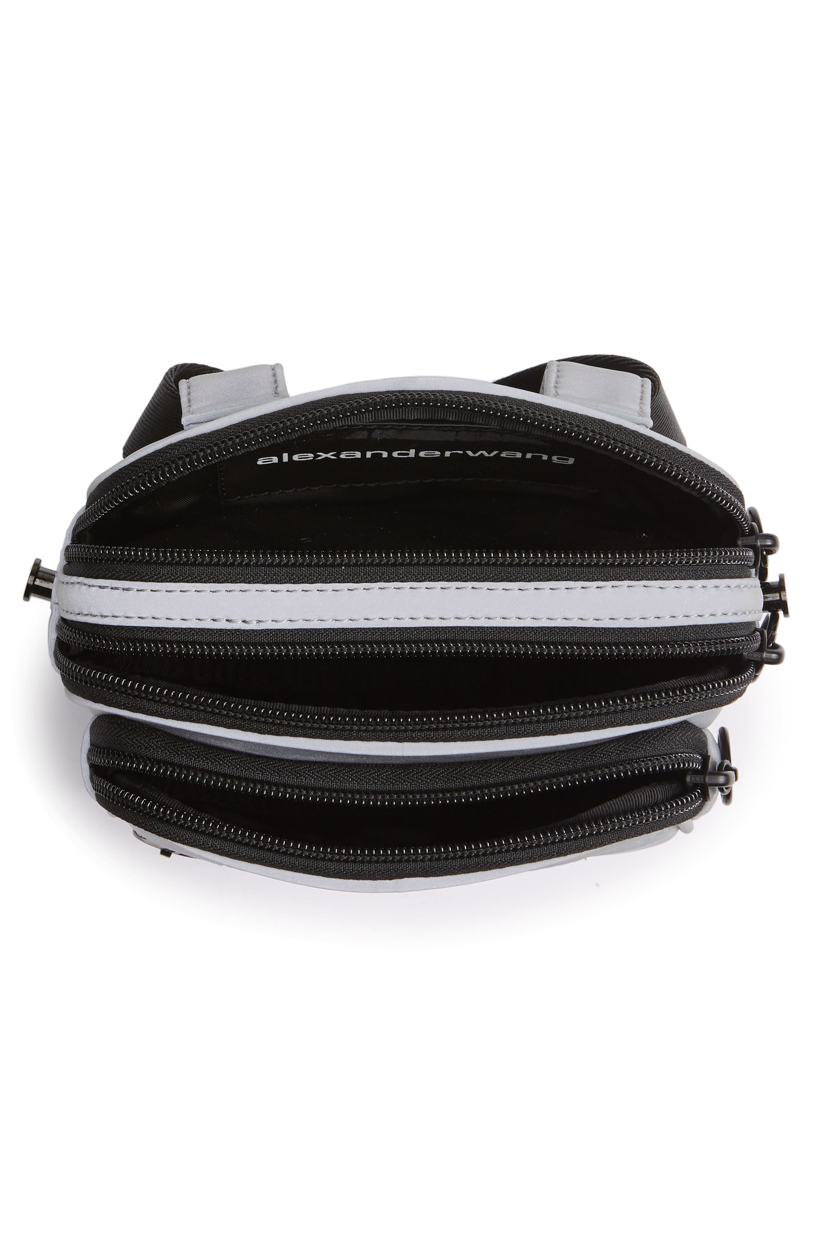 Attica Logo Leather Belt Bag, Alternate, color, REFLECTIVE SILVER