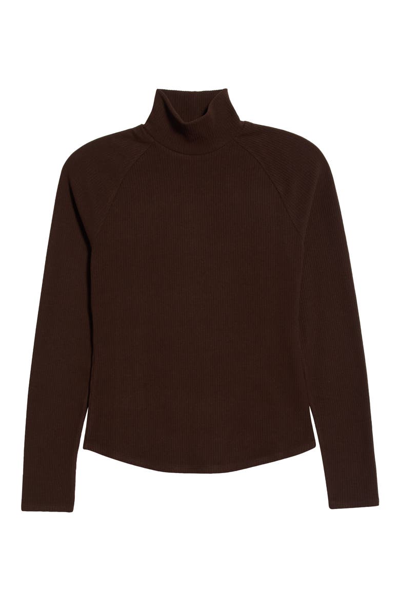 Ascend Rib Mockneck Top, Alternate, color, BROWN MOLE