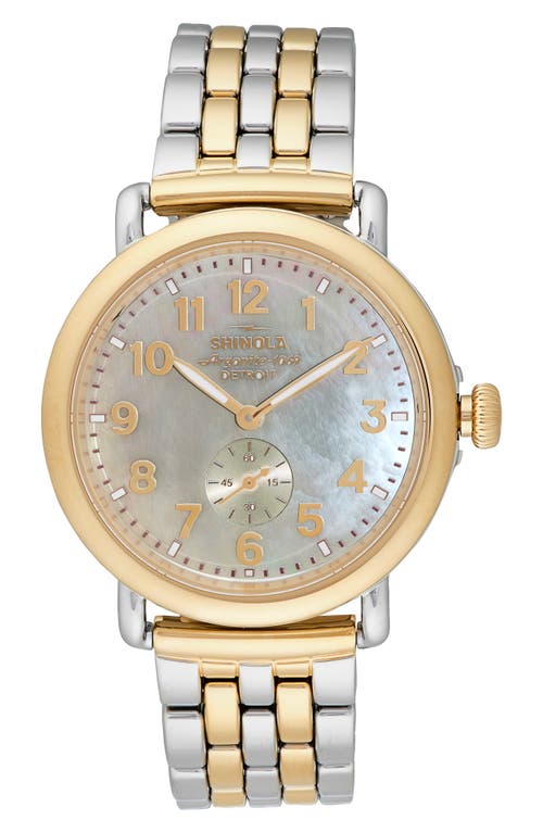 Shinola Runwell Sub Second Bracelet Watch, 41mm In White/mop