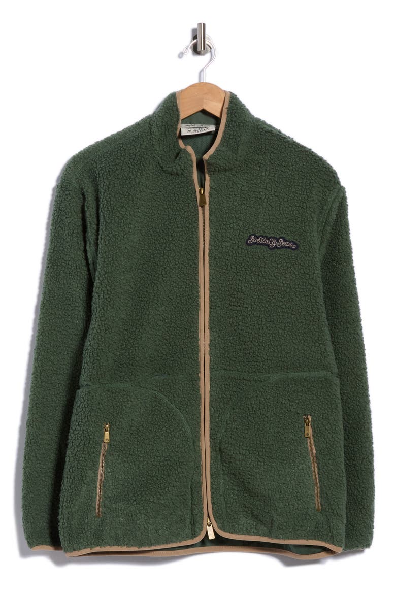 Full-Zip High-Pile Fleece Jacket, Main, color, GREEN