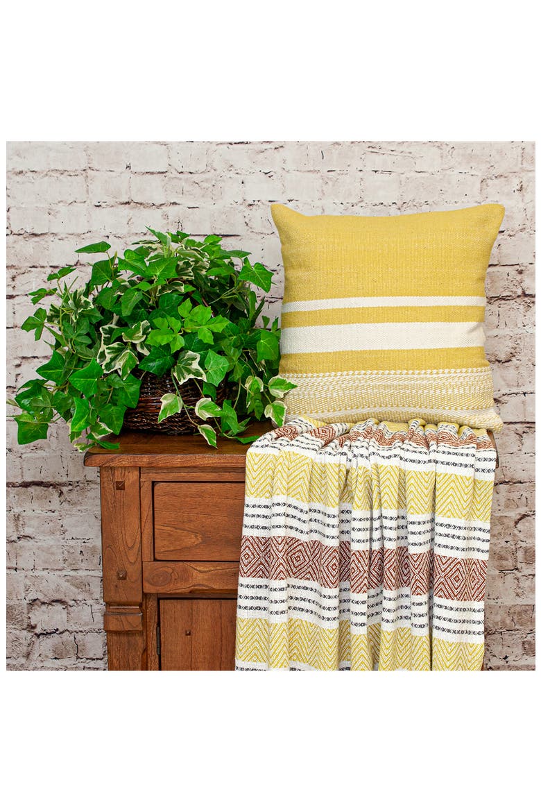 Stripe Square Accent Pillow, Alternate, color, YELLOW